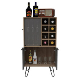 Core Products Vegas Wine Cabinet - 2 Doors, 1 Glass Door, Grey With Bleached Oak Effect, H109.4Cm X W59.6Cm X D40.0Cm - thumbnail 6