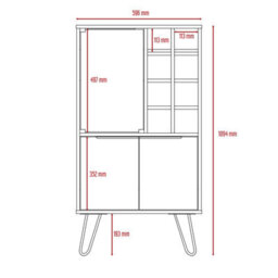 Core Products Vegas Wine Cabinet - 2 Doors, 1 Glass Door, Grey With Bleached Oak Effect, H109.4Cm X W59.6Cm X D40.0Cm - thumbnail 5