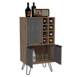 Core Products Vegas Wine Cabinet - 2 Doors, 1 Glass Door, Grey With Bleached Oak Effect, H109.4Cm X W59.6Cm X D40.0Cm - thumbnail 7