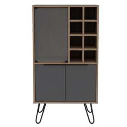 Core Products Vegas Wine Cabinet - 2 Doors, 1 Glass Door, Grey With Bleached Oak Effect, H109.4Cm X W59.6Cm X D40.0Cm - thumbnail 2