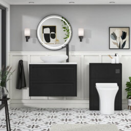 Royal Bathrooms Royal Bathroom Elmore 800mm Matt Nocturne Black Wall Mounted Countertop Bathroom Vanity Unit 2 Drawer With Nova Basin - thumbnail 5