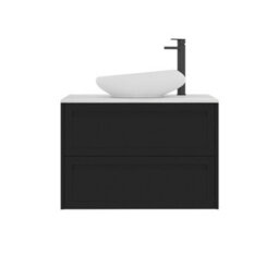 Royal Bathrooms Royal Bathroom Elmore 800mm Matt Nocturne Black Wall Mounted Countertop Bathroom Vanity Unit 2 Drawer With Nova Basin - thumbnail 7