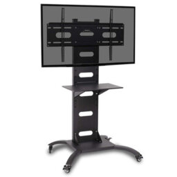 "Duronic Tvs4T1 Tv Stand And Tilting Monitor Bracket, Wheeled Trolley Mount With Vesa 700X400 For Flat Screen Television 37-70""" - thumbnail 1