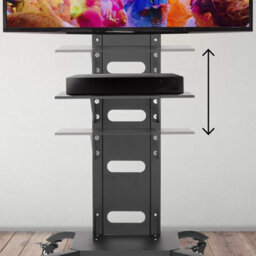 "Duronic Tvs4T1 Tv Stand And Tilting Monitor Bracket, Wheeled Trolley Mount With Vesa 700X400 For Flat Screen Television 37-70""" - thumbnail 4