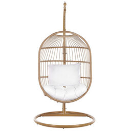 Beliani Hanging Chair With Stand Alba Pe Rattan Natural - thumbnail 4