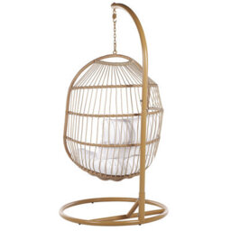 Beliani Hanging Chair With Stand Alba Pe Rattan Natural - thumbnail 7