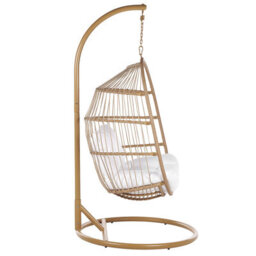 Beliani Hanging Chair With Stand Alba Pe Rattan Natural - thumbnail 6