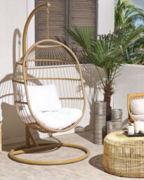 Beliani Hanging Chair With Stand Alba Pe Rattan Natural - thumbnail 2