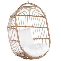 Beliani Hanging Chair With Stand Alba Pe Rattan Natural - thumbnail 8