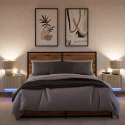Berkfield Wall-Mounted Bedside Cabinets With Led Lights 2 Pcs Sonoma Oak - thumbnail 5