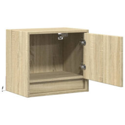 Berkfield Wall-Mounted Bedside Cabinets With Led Lights 2 Pcs Sonoma Oak - thumbnail 7