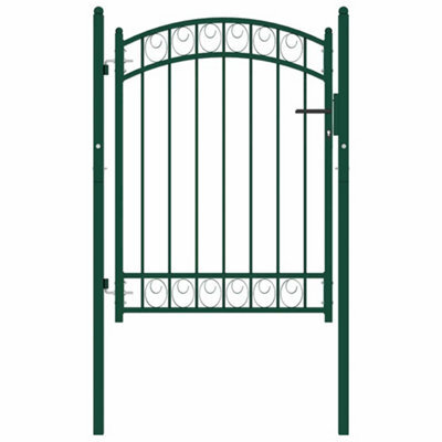 Berkfield Elegant Fence Gate With Arched Top Steel 100X125 Cm Green - image 1