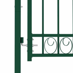 Berkfield Elegant Fence Gate With Arched Top Steel 100X125 Cm Green - thumbnail 4
