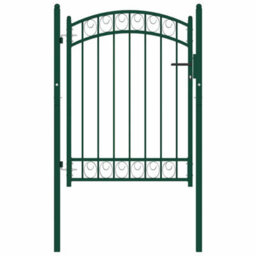 Berkfield Elegant Fence Gate With Arched Top Steel 100X125 Cm Green - thumbnail 1