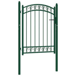 Berkfield Elegant Fence Gate With Arched Top Steel 100X125 Cm Green - thumbnail 2