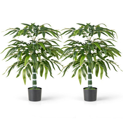 Costway 100Cm Artificial Bamboo Tree Set Of 2 Faux Greenery Plants With Plastic Nursery Pot - image 1