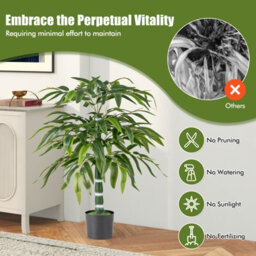 Costway 100Cm Artificial Bamboo Tree Set Of 2 Faux Greenery Plants With Plastic Nursery Pot - thumbnail 9