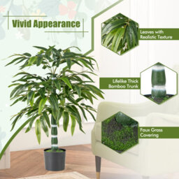 Costway 100Cm Artificial Bamboo Tree Set Of 2 Faux Greenery Plants With Plastic Nursery Pot - thumbnail 6