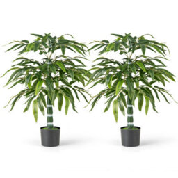 Costway 100Cm Artificial Bamboo Tree Set Of 2 Faux Greenery Plants With Plastic Nursery Pot - thumbnail 1