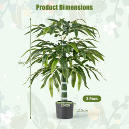 Costway 100Cm Artificial Bamboo Tree Set Of 2 Faux Greenery Plants With Plastic Nursery Pot - thumbnail 2