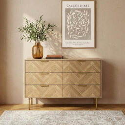 Ohs Chevron 6 Drawer Chest Of Drawers Cabinet Sideboard Storage Unit