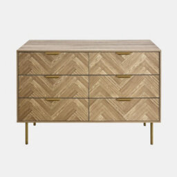 Ohs Chevron 6 Drawer Chest Of Drawers Cabinet Sideboard Storage Unit - thumbnail 2