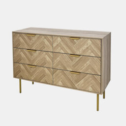 Ohs Chevron 6 Drawer Chest Of Drawers Cabinet Sideboard Storage Unit - thumbnail 3