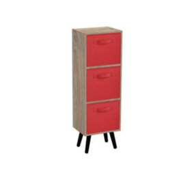 Urbn-Living Antique Oak 3-Tier 3-Drawer Cube Shelving Unit With Scandinavian Legs - thumbnail 3