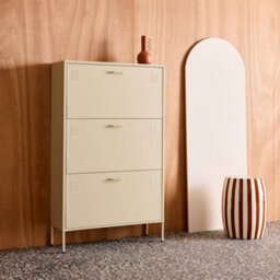 Sweeek - Industrial Shoe Cabinet With 3 Drawers Metal Cream 80X29X132.5 Cm - Alabama - thumbnail 8