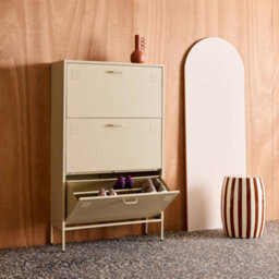 Sweeek - Industrial Shoe Cabinet With 3 Drawers Metal Cream 80X29X132.5 Cm - Alabama - thumbnail 9