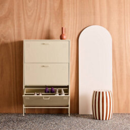 Sweeek - Industrial Shoe Cabinet With 3 Drawers Metal Cream 80X29X132.5 Cm - Alabama - thumbnail 4