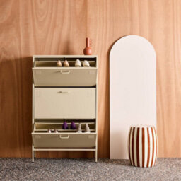 Sweeek - Industrial Shoe Cabinet With 3 Drawers Metal Cream 80X29X132.5 Cm - Alabama - thumbnail 7