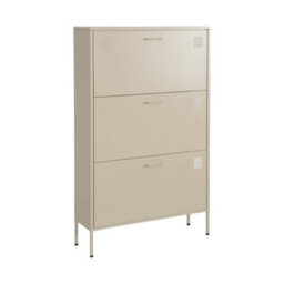 Sweeek - Industrial Shoe Cabinet With 3 Drawers Metal Cream 80X29X132.5 Cm - Alabama - thumbnail 2