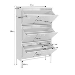 Sweeek - Industrial Shoe Cabinet With 3 Drawers Metal Cream 80X29X132.5 Cm - Alabama - thumbnail 5