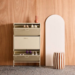 Sweeek - Industrial Shoe Cabinet With 3 Drawers Metal Cream 80X29X132.5 Cm - Alabama - thumbnail 6