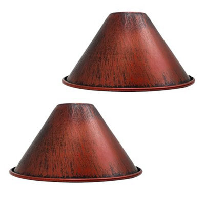 2Pack Retro Rustic Red Metal Ceiling Light Shade Pendant Lights, Home Décor Improvement Essential 180mm Shade Width - image 1
