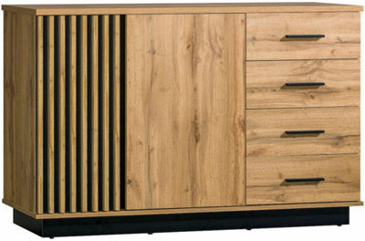 Arte Lamelo La6 Sideboard Cabinet - Industrial Chic In Oak Wotan & Black Matt, H890mm W1410mm D400mm - image 1