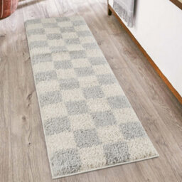 Chester Living Room Shaggy Area Rug Modern - Contemporary Checkered Design - Hallway Runner Indoor Rug Grey 120X170 Cm - thumbnail 5