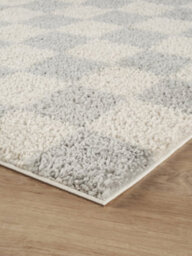 Chester Living Room Shaggy Area Rug Modern - Contemporary Checkered Design - Hallway Runner Indoor Rug Grey 120X170 Cm - thumbnail 4