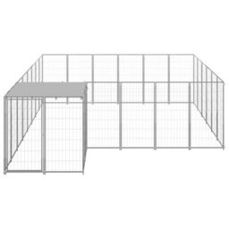Berkfield Dog Kennel Silver 12.1 M2 Steel - thumbnail 2