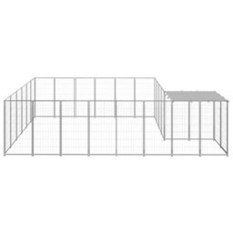 Berkfield Dog Kennel Silver 12.1 M2 Steel - thumbnail 3