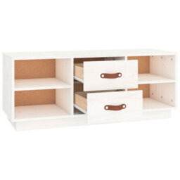 Berkfield Tv Cabinet White 100X34X40 Cm Solid Wood Pine - thumbnail 7