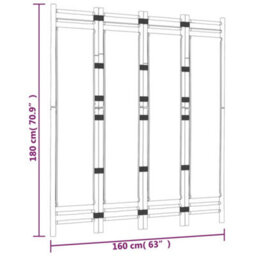 Berkfield Folding 4-Panel Room Divider 160 Cm Bamboo And Canvas - thumbnail 9