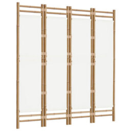 Berkfield Folding 4-Panel Room Divider 160 Cm Bamboo And Canvas - thumbnail 3