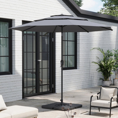 Breeins Light Grey Outdoor Garden Patio 3-Tier Umbrellas Parasol For Beach Backyard And Pool With Base - image 1
