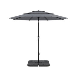 Breeins Light Grey Outdoor Garden Patio 3-Tier Umbrellas Parasol For Beach Backyard And Pool With Base - thumbnail 3