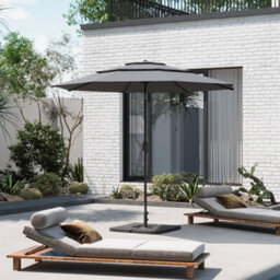 Breeins Light Grey Outdoor Garden Patio 3-Tier Umbrellas Parasol For Beach Backyard And Pool With Base - thumbnail 2
