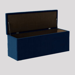 120Cm Luna Chesterfield Ottoman Storage Box - Sapphire Blue Plush Velvet Upholstered Blanket Box - thumbnail 2