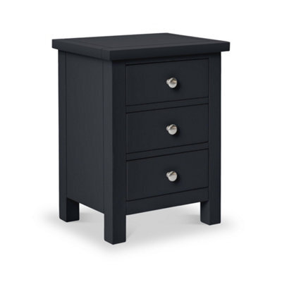 Cornish Black 3 Drawer Bedside Table - Fully Assembled By Roseland Furniture - image 1