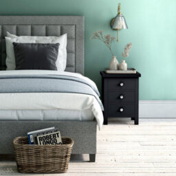 Cornish Black 3 Drawer Bedside Table - Fully Assembled By Roseland Furniture - thumbnail 2
